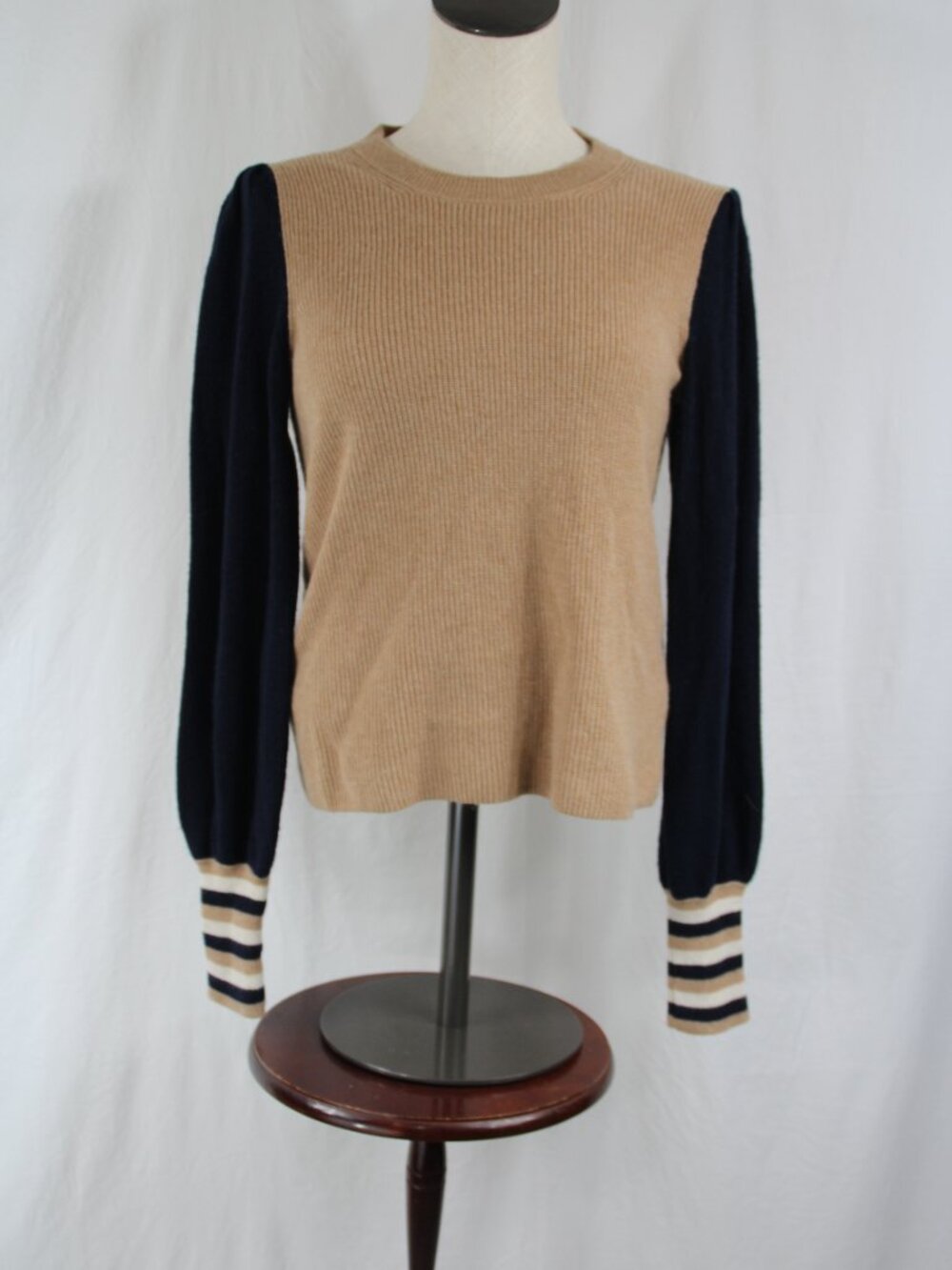 MADEWELL Women's Sweater Navy tan knit pullover wool blend Size Small NEW